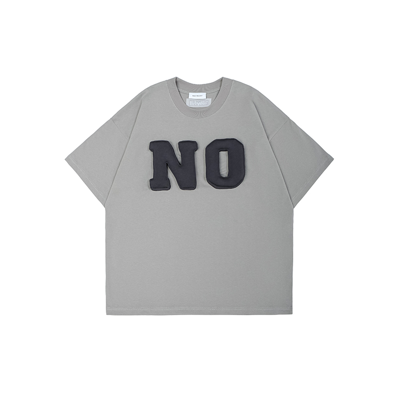 3D "NO" Cotton Padding Oversized Crewneck Short Sleeve T-Shirt - Unisex