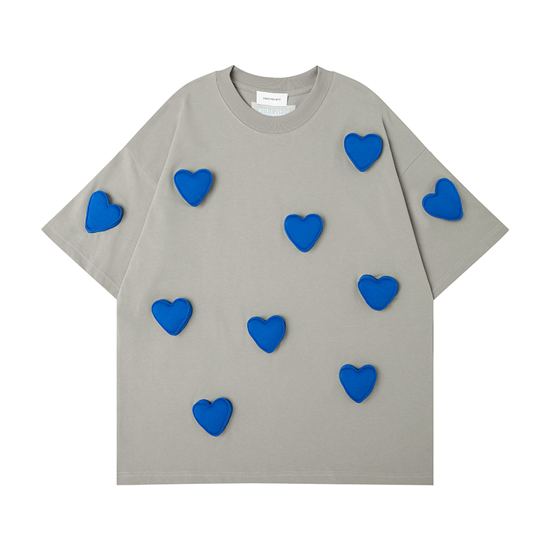 3D Embossed Heart Crewneck Heavyweight T-Shirt