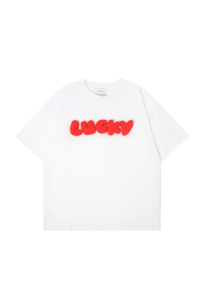 3D Lucky Puff Print Oversized Crewneck Short Sleeve T-Shirt - Unisex