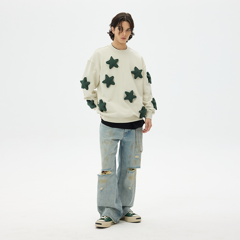 Full of stars round neck sweatshirt