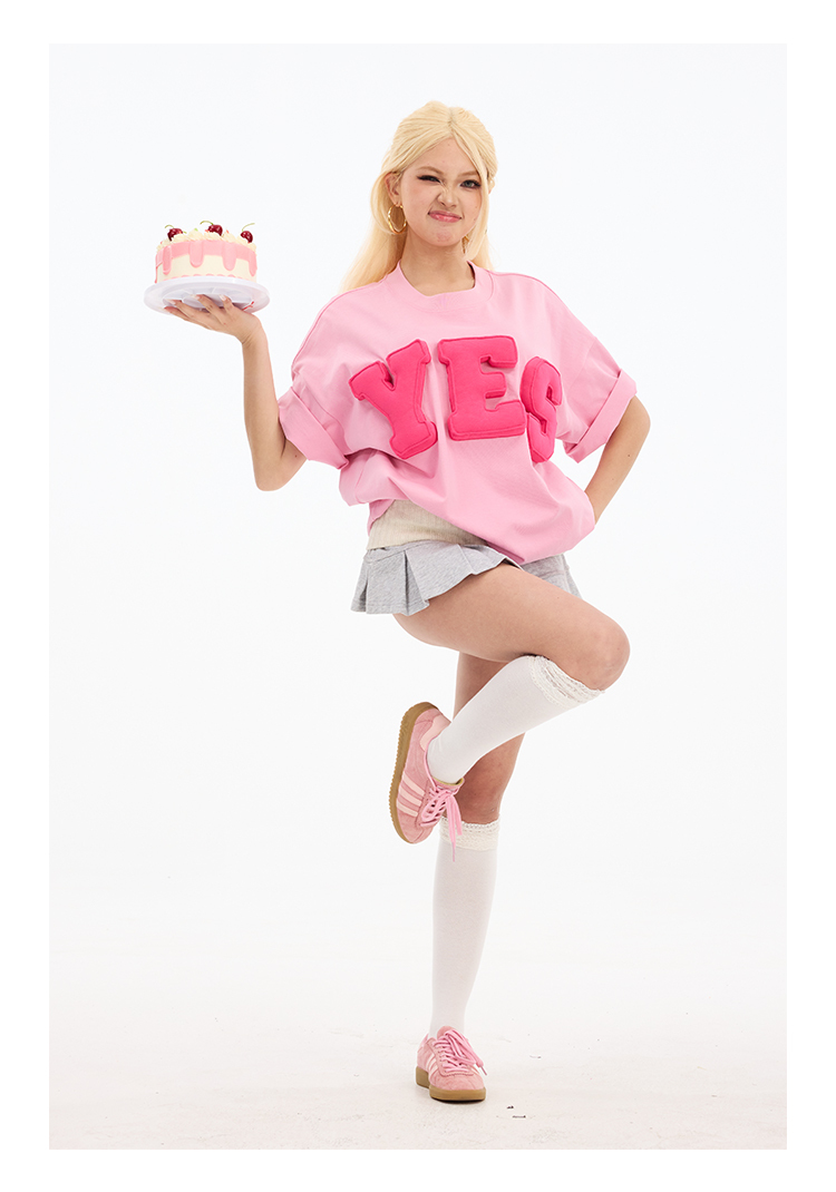 3D YES Cotton Padding Oversized Crewneck Short Sleeve T-Shirt