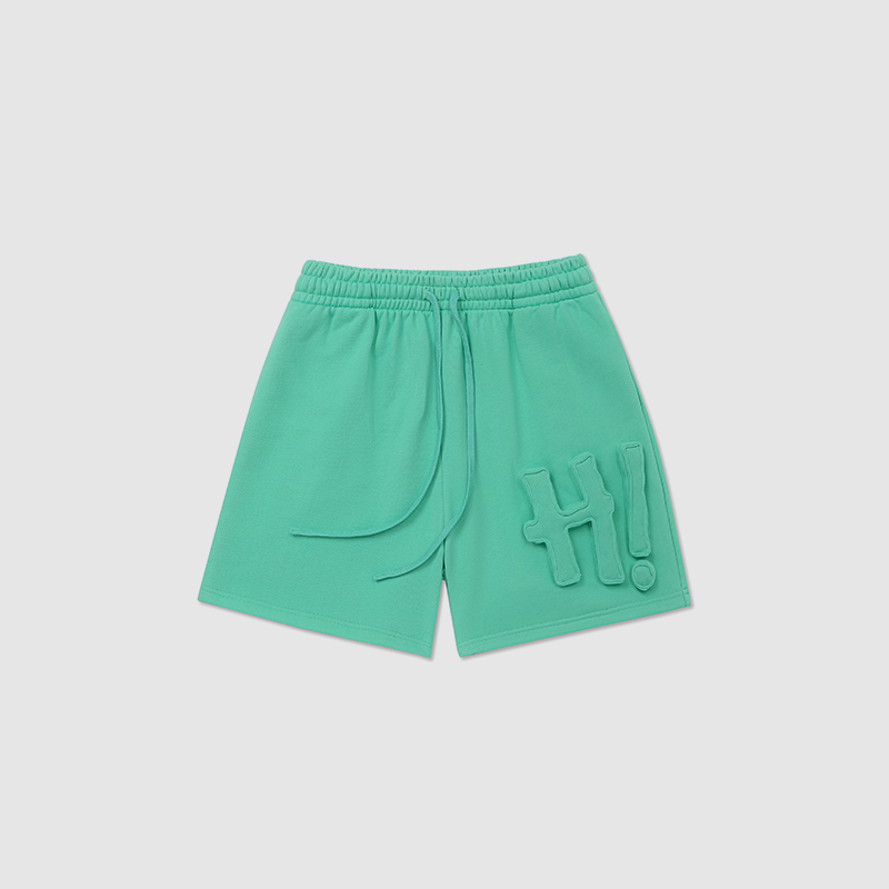 Cotton-filled 3D Raised "Hi" Lettering Sweatshorts 480GSM Heavyweight Unisex Oversized Fit Couples Summer Essential SQQZ PROJECT Original