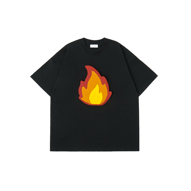Cotton-filled 3D Gradient Flames T-shirt Hand-printed Design Crewneck Unisex Oversized Comfort Streetwear Top SQQZ PROJECT Original