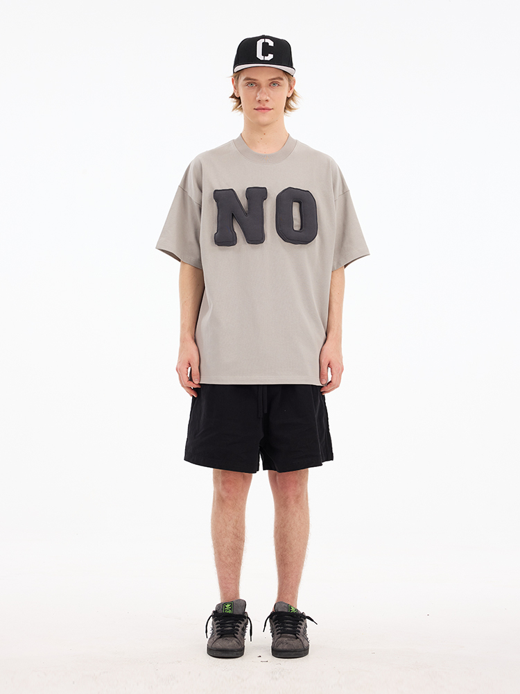3D "NO" Cotton Padding Oversized Crewneck Short Sleeve T-Shirt - Unisex