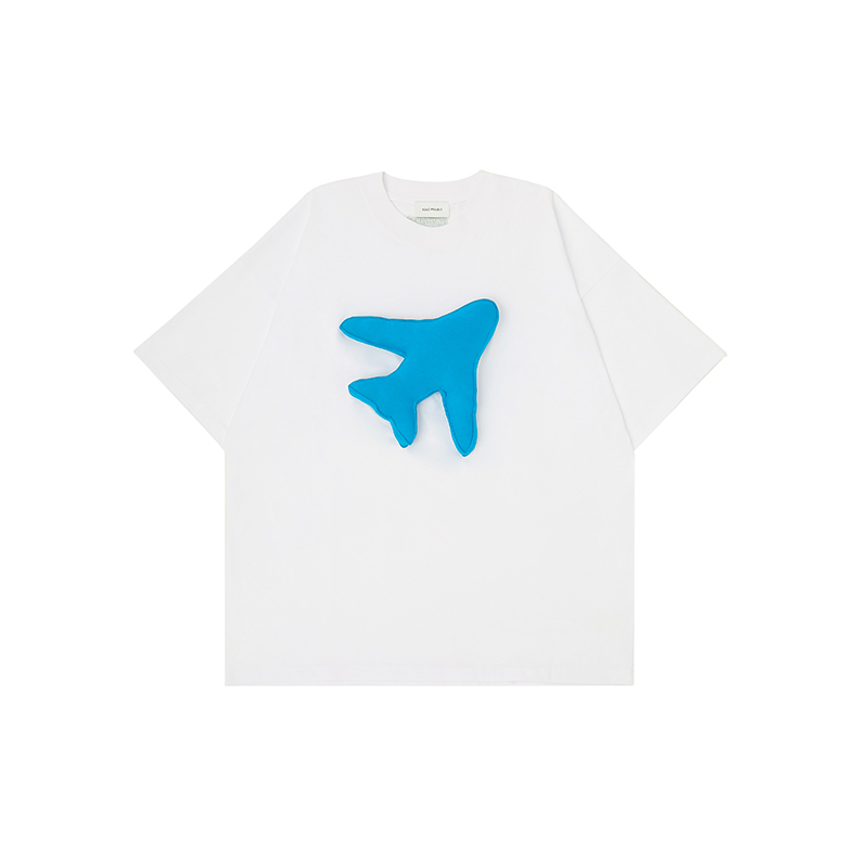 Cotton-filled 3D Airplane Graphic T-shirt 300GSM Heavyweight Fabric Oversized Crewneck Unisex Couples Matching Streetwear SQQZ PROJECT New Arrival