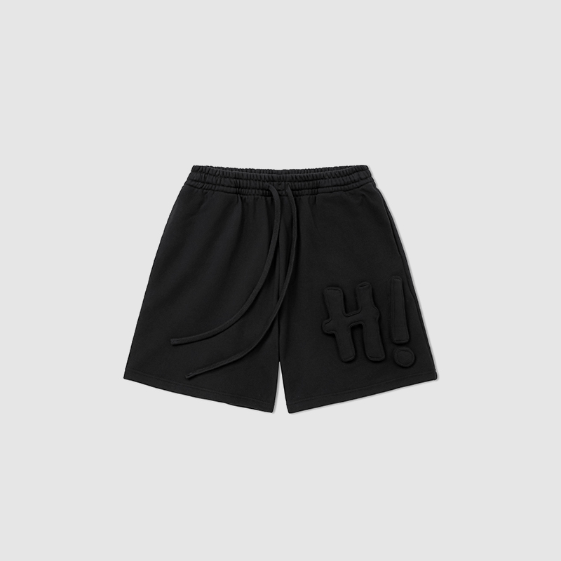 Cotton-filled 3D Raised "Hi" Lettering Sweatshorts 480GSM Heavyweight Unisex Oversized Fit Couples Summer Essential SQQZ PROJECT Original