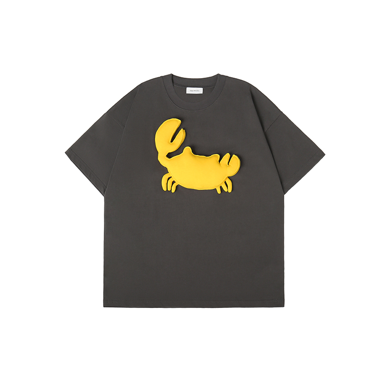 Cotton-filled 3D Crab Graphic T-shirt Hand-printed Design Crewneck Unisex Oversized Comfort Streetwear Top SQQZ PROJECT Original