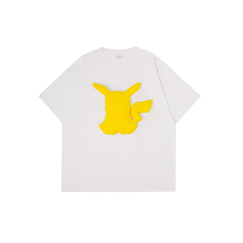 Cotton-filled 3D Pikachu Graphic T-shirt Hand-printed Design Crewneck Unisex Oversized Comfort Streetwear Top SQQZ PROJECT Original