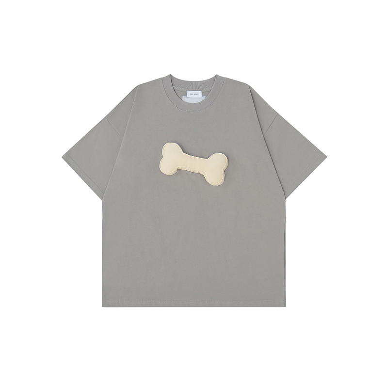 Cotton-filled 3D Raised Bone Graphic T-shirt Hand-printed Design Crewneck Unisex Oversized Comfort Streetwear Top SQQZ PROJECT Original