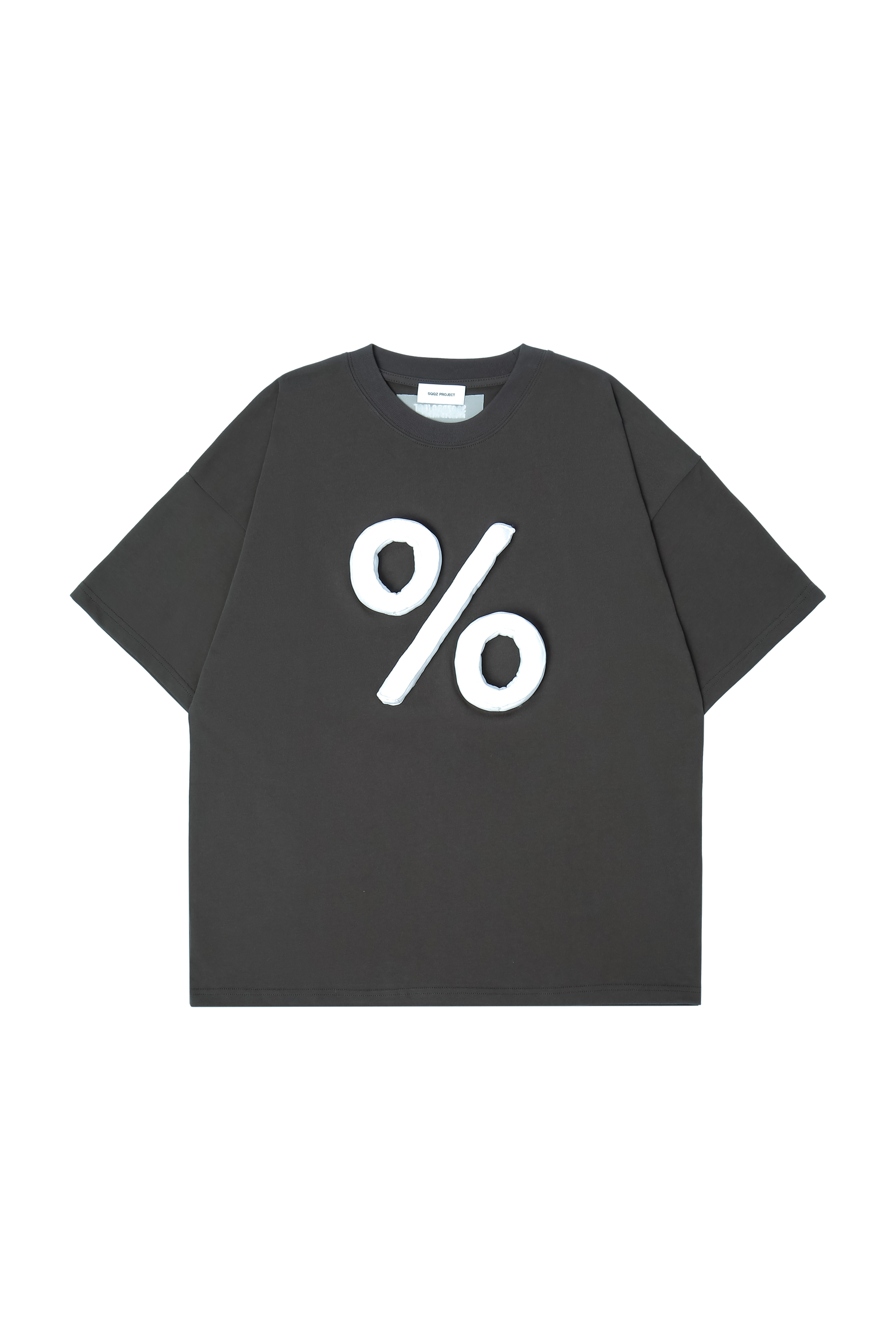 3D Percent Puff Print Oversized Crewneck Short Sleeve T-Shirt - Unisex
