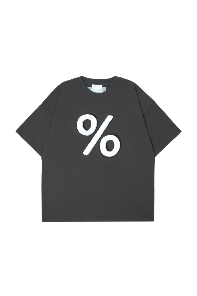 3D Percent Puff Print Oversized Crewneck Short Sleeve T-Shirt - Unisex