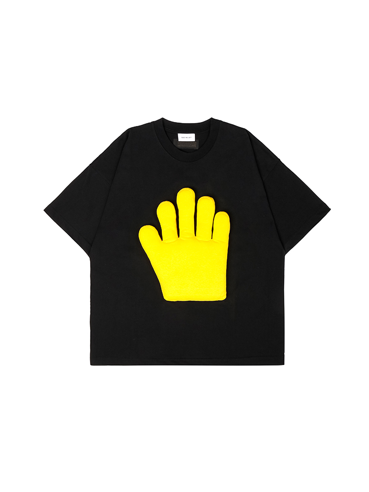 3D Palm Cotton Padding Oversized Crewneck Short Sleeve T-Shirt - Unisex