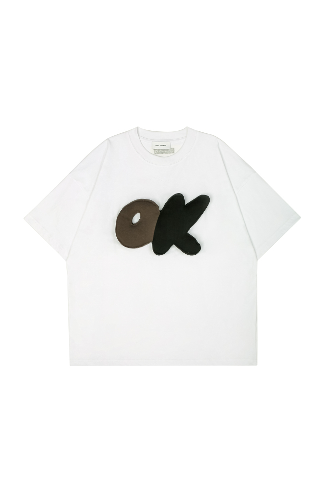 3D OK Puff Print Oversized Short Sleeve T-Shirt - Unisex