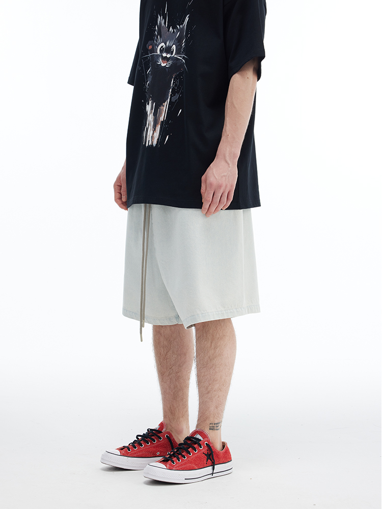 440GSM Straight Leg Denim Shorts High Street Fashion Stretch Comfort Summer Streetwear Essential SQQZ PROJECT Original