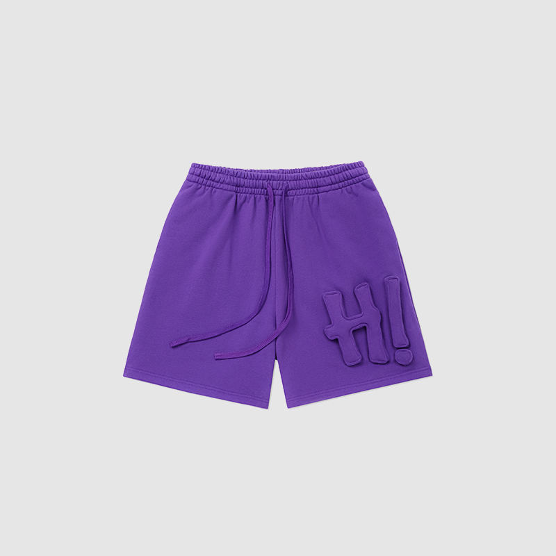 Cotton-filled 3D Raised "Hi" Lettering Sweatshorts 480GSM Heavyweight Unisex Oversized Fit Couples Summer Essential SQQZ PROJECT Original