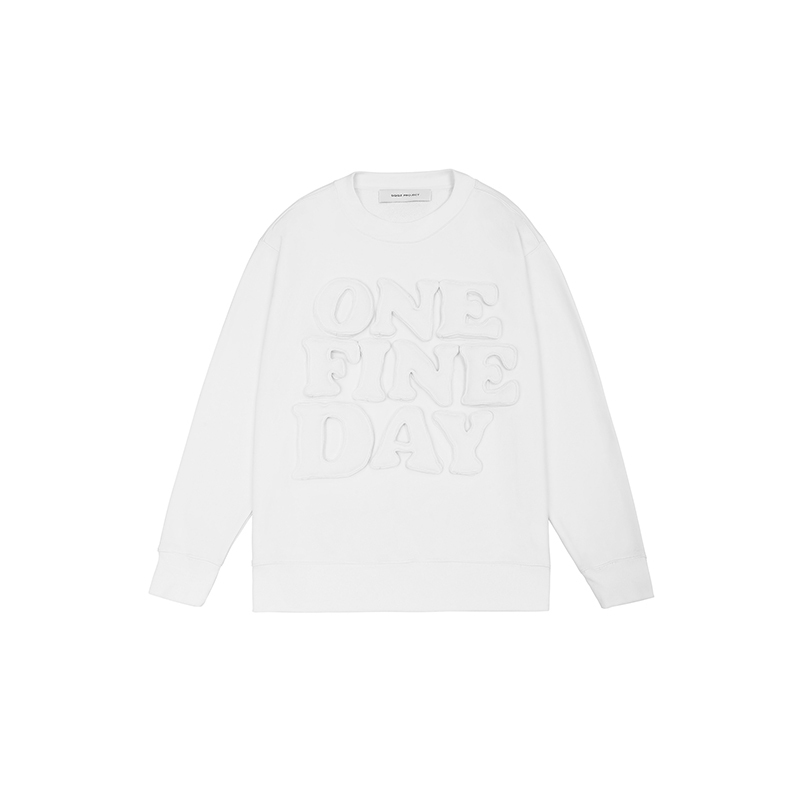 Cotton-filled 3D Raised Slogan Crewsweatshirt Embroidered Detail Oversized Fit Unisex Warm Streetwear Essential SQQZ PROJECT Original