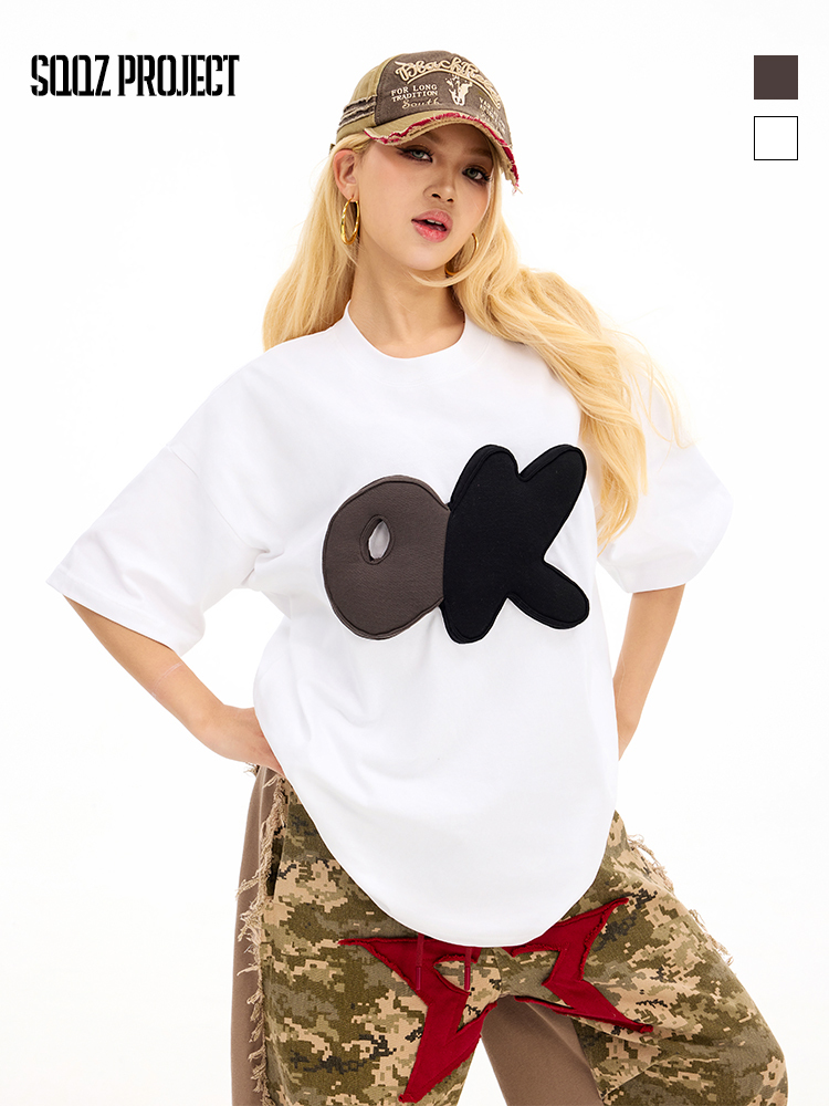 3D OK Puff Print Oversized Short Sleeve T-Shirt - Unisex