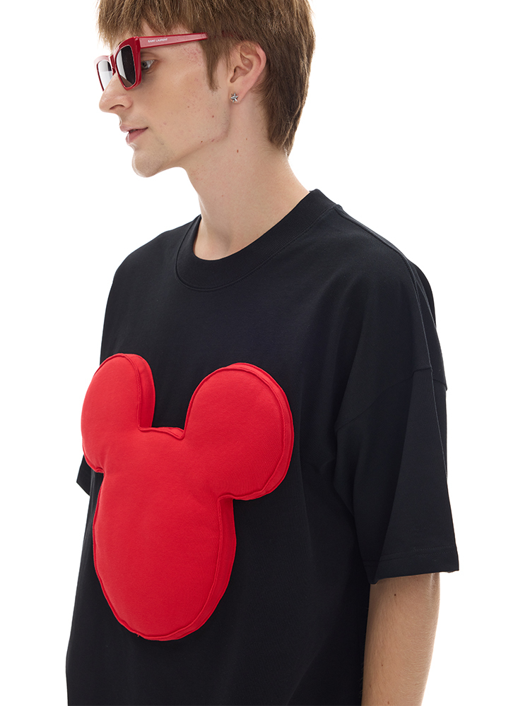 Cotton-filled 3D Raised Mickey Graphic T-shirt Hand-printed Design Crewneck Unisex Oversized Comfort Streetwear Top SQQZ PROJECT Original