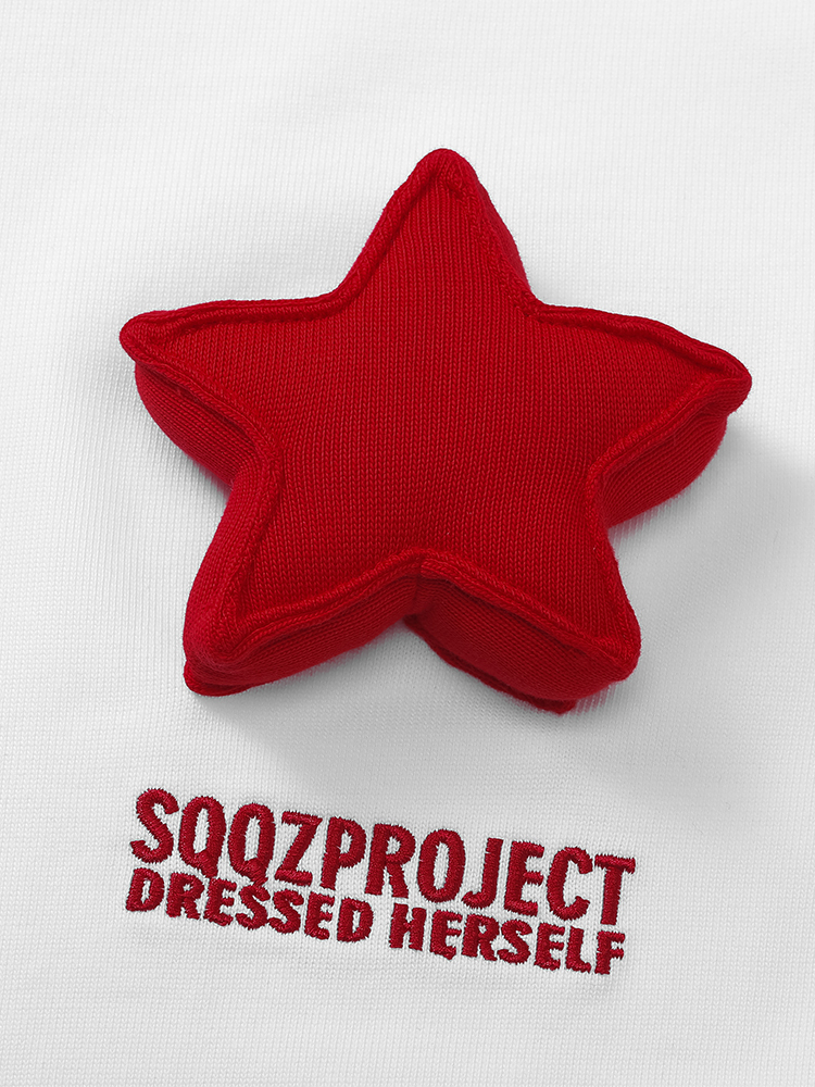 Cotton-filled 3D Single Star Graphic T-shirt Hand-printed Design Crewneck Kids Oversized Comfort Playwear Top SQQZ PROJECT Original