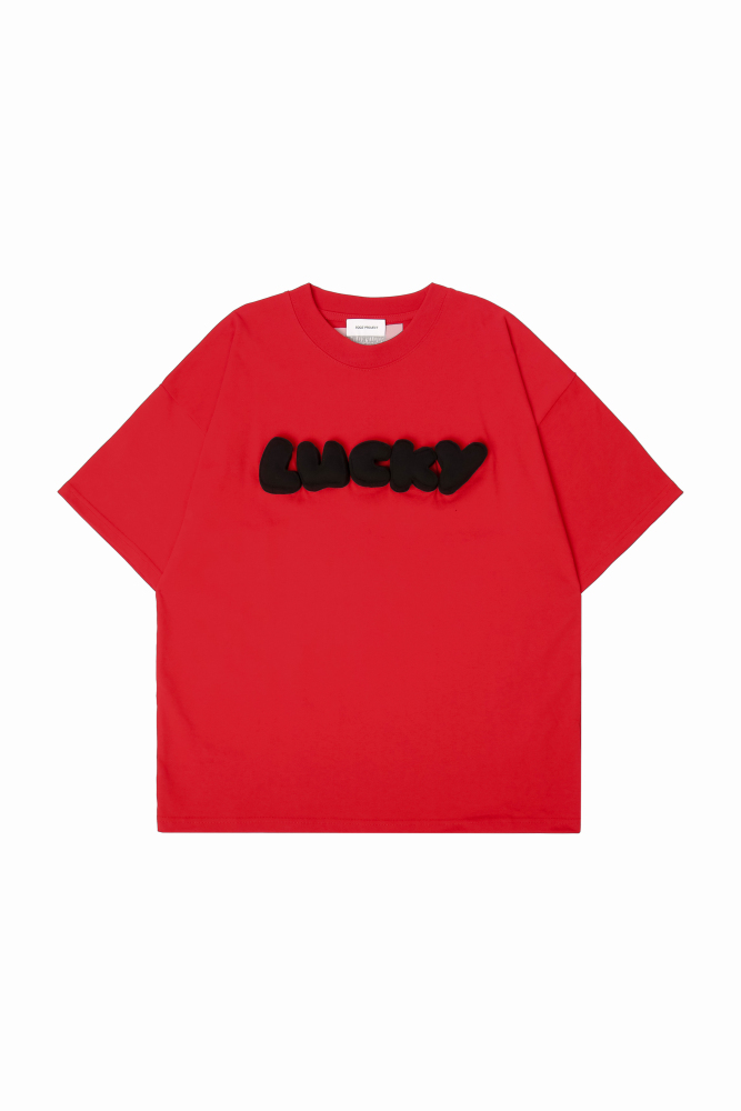 3D Lucky Puff Print Oversized Crewneck Short Sleeve T-Shirt - Unisex