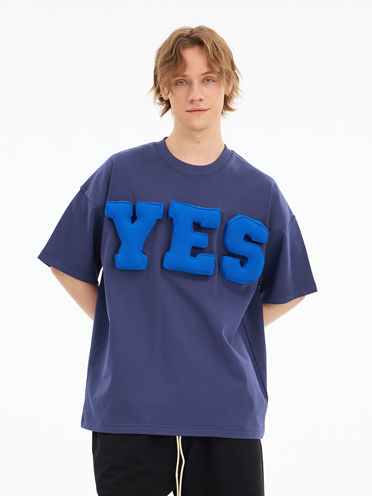 3D YES Cotton Padding Oversized Crewneck Short Sleeve T-Shirt