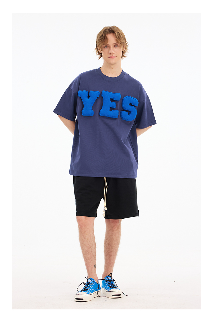 3D YES Cotton Padding Oversized Crewneck Short Sleeve T-Shirt