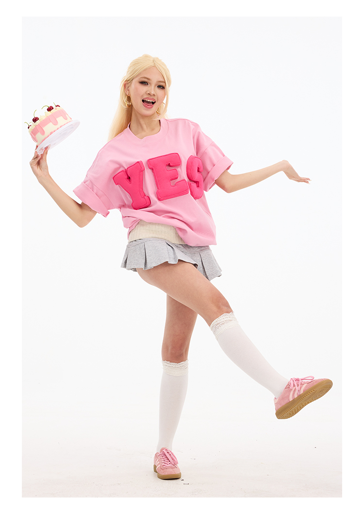 3D YES Cotton Padding Oversized Crewneck Short Sleeve T-Shirt