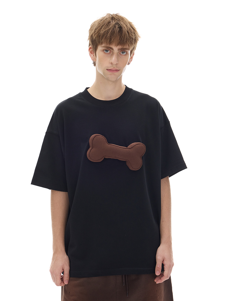 Cotton-filled 3D Raised Bone Graphic T-shirt Hand-printed Design Crewneck Unisex Oversized Comfort Streetwear Top SQQZ PROJECT Original