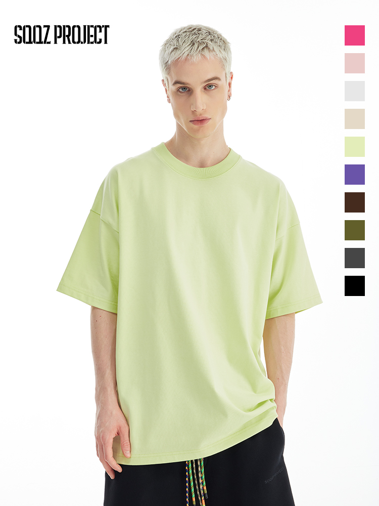 Premium 380GSM Solid Color T-shirt Minimalist Design Crewneck Unisex Oversized Fit Essential Streetwear Basic SQQZ PROJECT Original