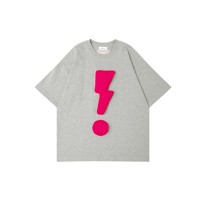 3D Lightning & Exclamation Cotton Padding Oversized Short Sleeve T-Shirt - Couples