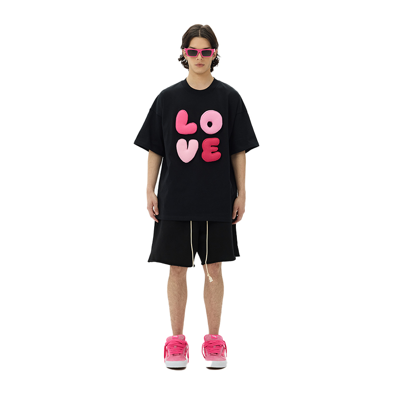 3D Letter "LOVE" Crewneck Heavyweight Oversized T-Shirt - Unisex