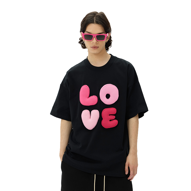 3D Letter "LOVE" Crewneck Heavyweight Oversized T-Shirt - Unisex