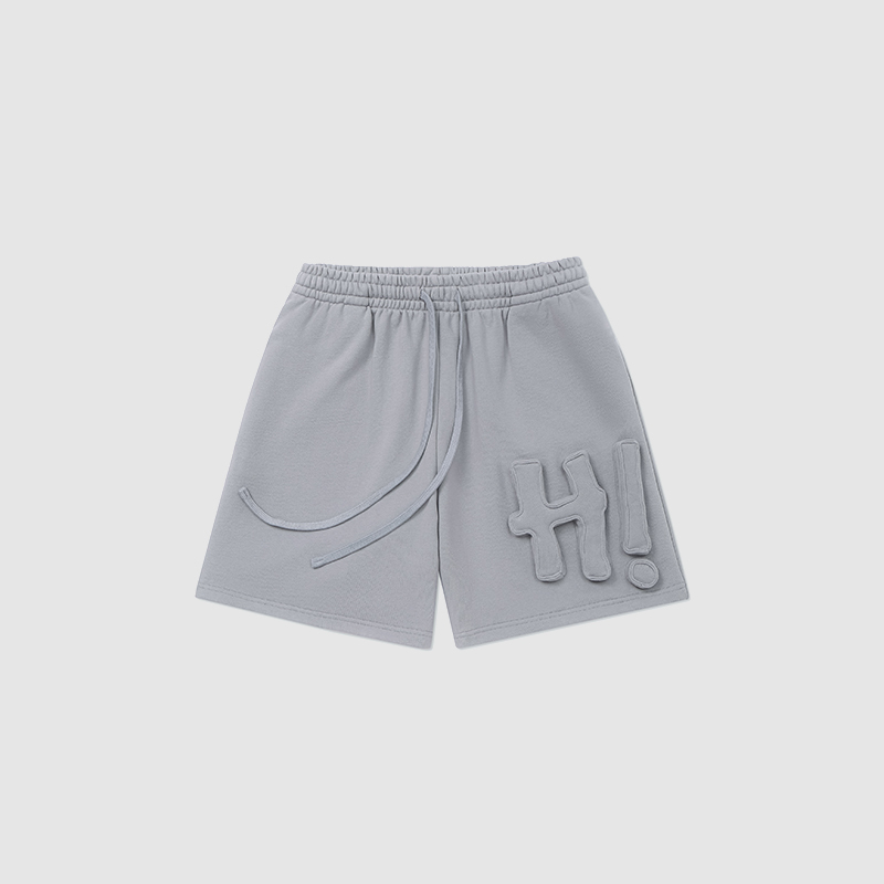 Cotton-filled 3D Raised "Hi" Lettering Sweatshorts 480GSM Heavyweight Unisex Oversized Fit Couples Summer Essential SQQZ PROJECT Original