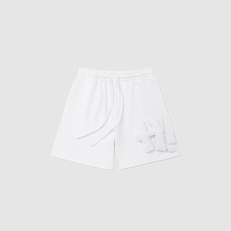 Cotton-filled 3D Raised "Hi" Lettering Sweatshorts 480GSM Heavyweight Unisex Oversized Fit Couples Summer Essential SQQZ PROJECT Original