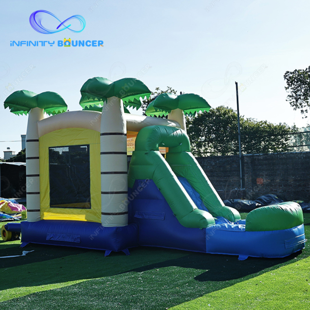 Green jungle design 5 in 1 Inflatable Jumping Castle With Slide Combo