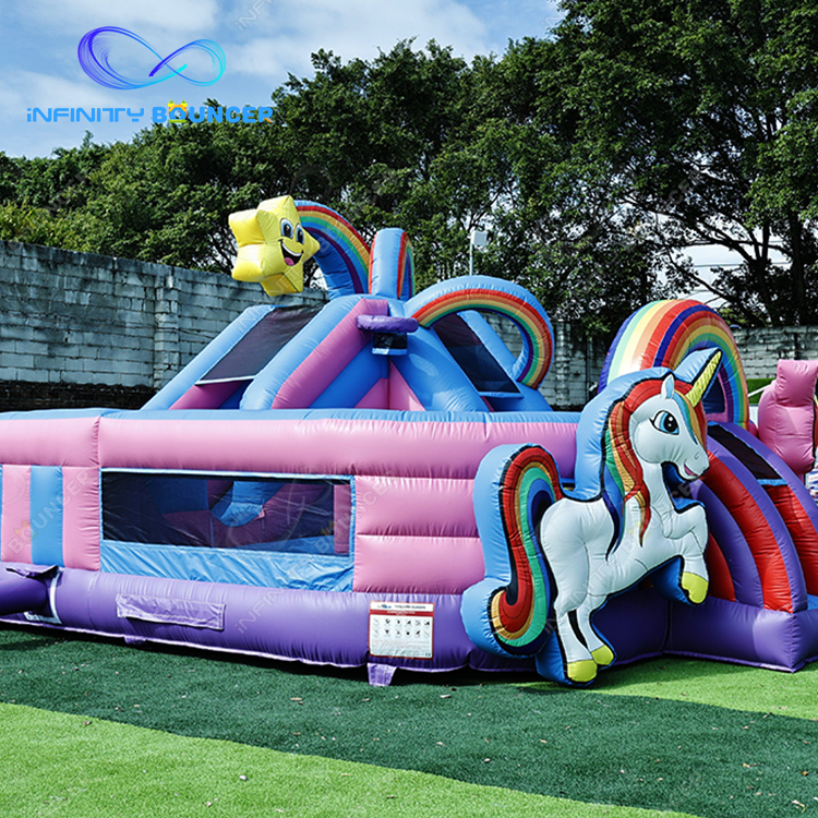 Outdoor Inflatable Unicorn Bouncy Castle With Slide Combo