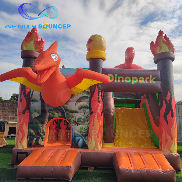 Flaming Pterosaur Inflatable Combo | Bounce, Climb & Slide | Infinity Bouncerpark