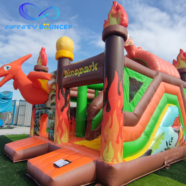 Flaming Pterosaur Inflatable Combo | Bounce, Climb & Slide | Infinity Bouncerpark
