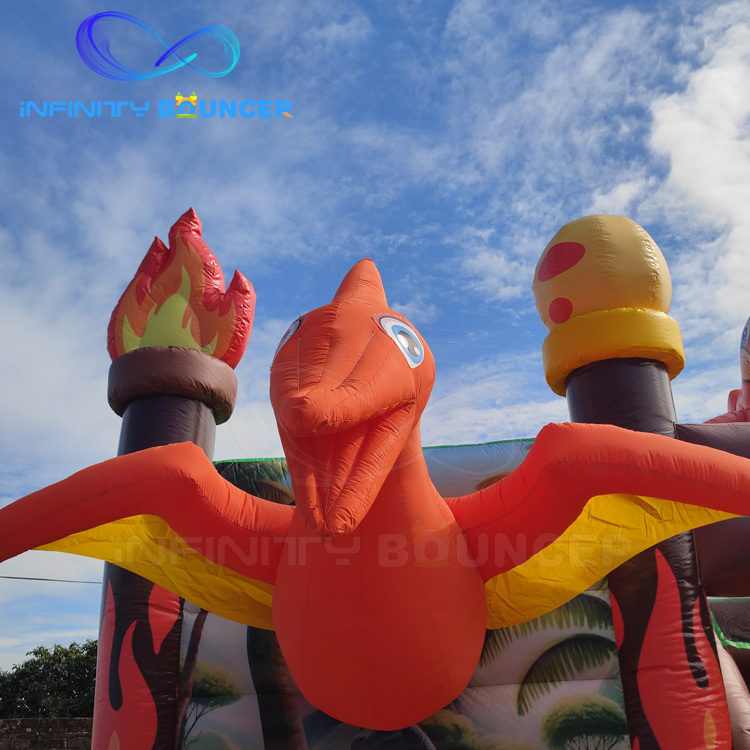 Flaming Pterosaur Inflatable Combo | Bounce, Climb & Slide | Infinity Bouncerpark