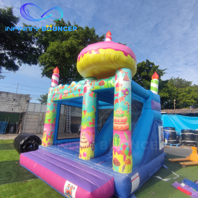 Birthday Cake 3-in-1 Candy Inflatable Combo | Slide & Bounce | Infinity Bouncepark