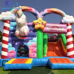 Rainbow Unicorn 4-in-1 Inflatable Bouncer | Slide & Obstacles | Infinity Bouncer