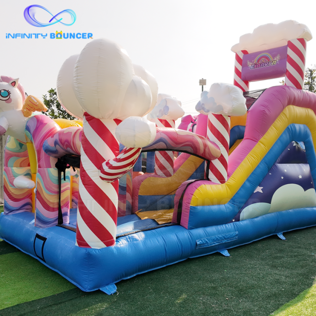 Rainbow Unicorn 4-in-1 | Inflatable Obstacle Course with Slide | Infinity Bouncer