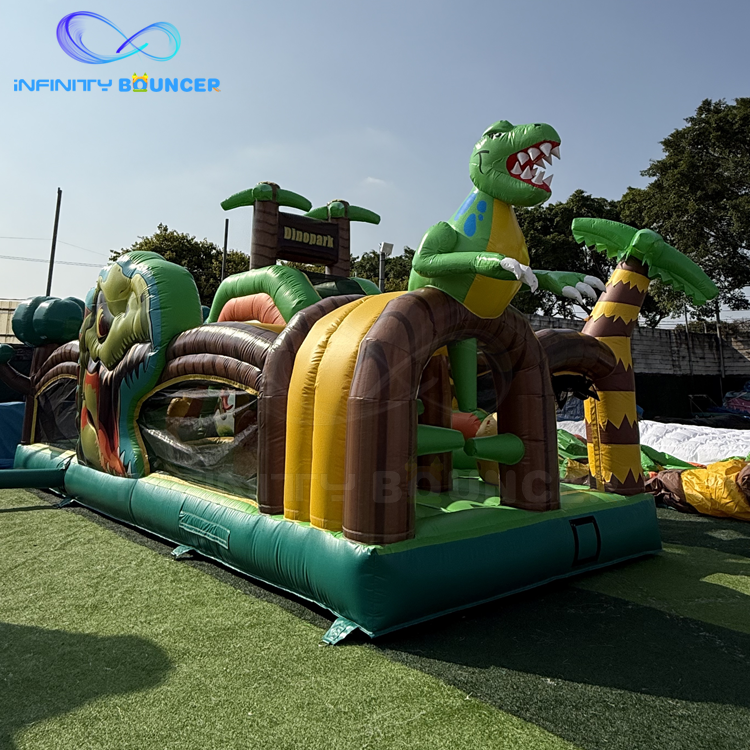 Dinosaur Forest 4-in-1 Inflatable Obstacle Course | bounce & Slide | Infinity Bouncer