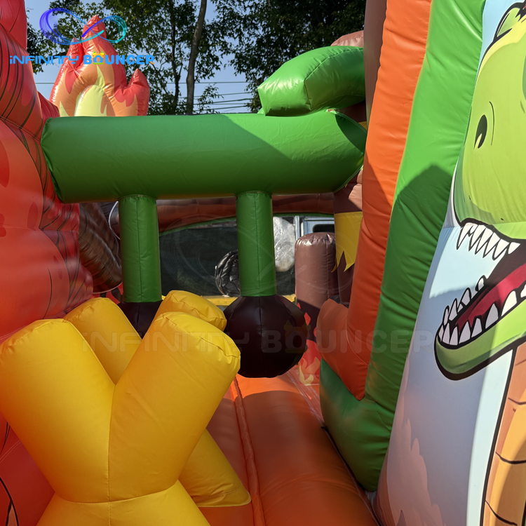 Dinosaur 4-in-1 Inflatable Obstacle Combo | Bounce & Slide | Infinity Bouncer