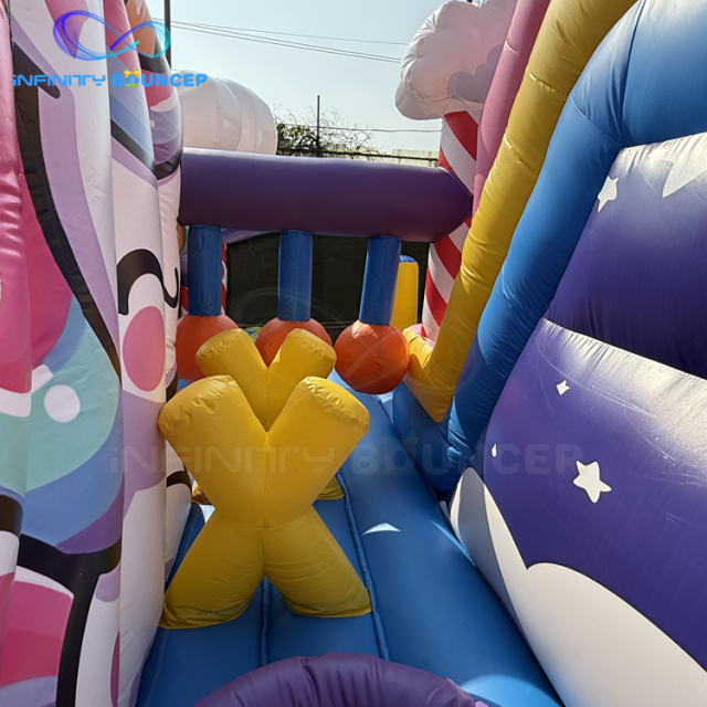 Rainbow Unicorn 4-in-1 | Inflatable Obstacle Course with Slide | Infinity Bouncer