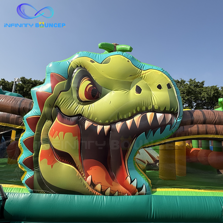Dinosaur Forest 4-in-1 Inflatable Obstacle Course | bounce & Slide | Infinity Bouncer