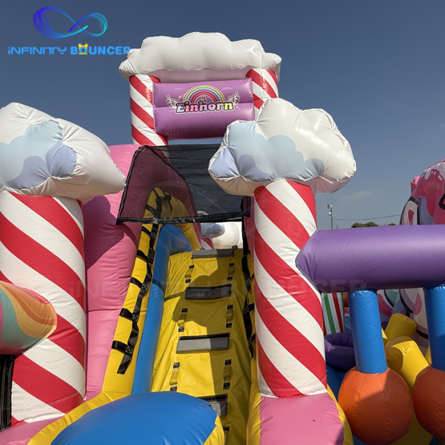 Rainbow Unicorn 4-in-1 | Inflatable Obstacle Course with Slide | Infinity Bouncer