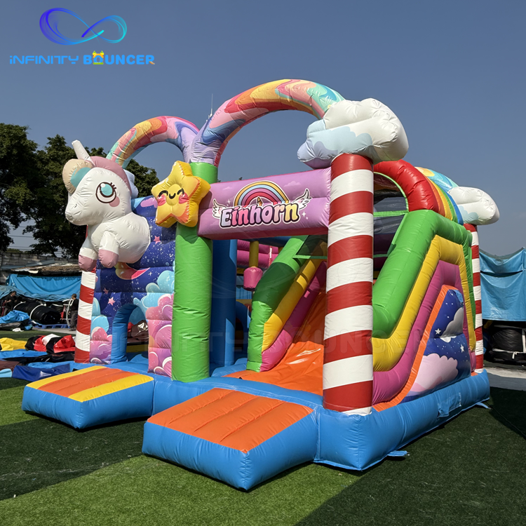 Rainbow Unicorn 4-in-1 Inflatable Bouncer | Slide & Obstacles | Infinity Bouncer