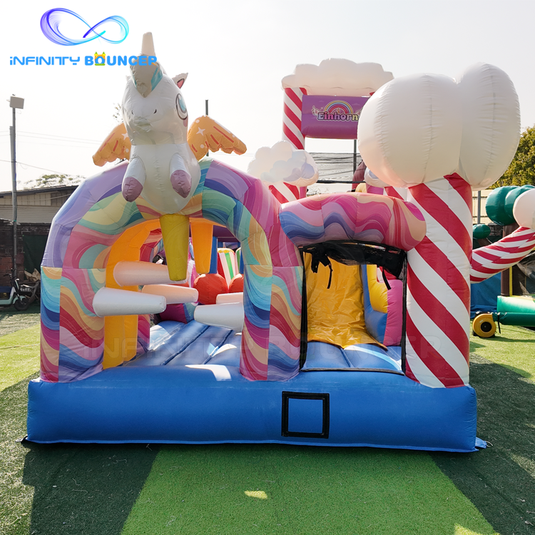 Rainbow Unicorn 4-in-1 | Inflatable Obstacle Course with Slide | Infinity Bouncer