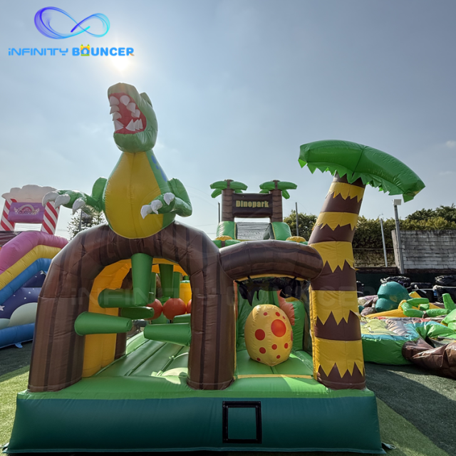 Dinosaur Forest 4-in-1 Inflatable Obstacle Course | bounce & Slide | Infinity Bouncer